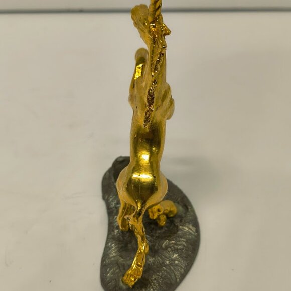 The Metropolitan Guild Gold Tone Unicorn on Stand Collectable - Picture 8 of 8